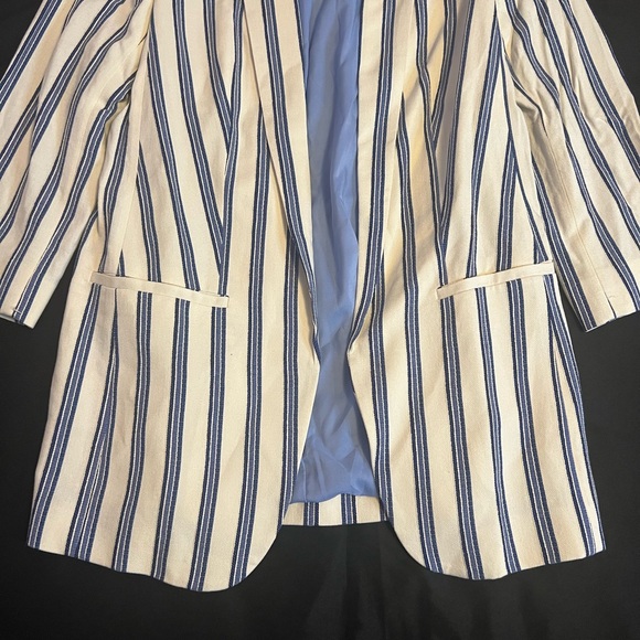 NWT EXPRESS Women's Open Front Striped Blue Blazer - Picture 4 of 5